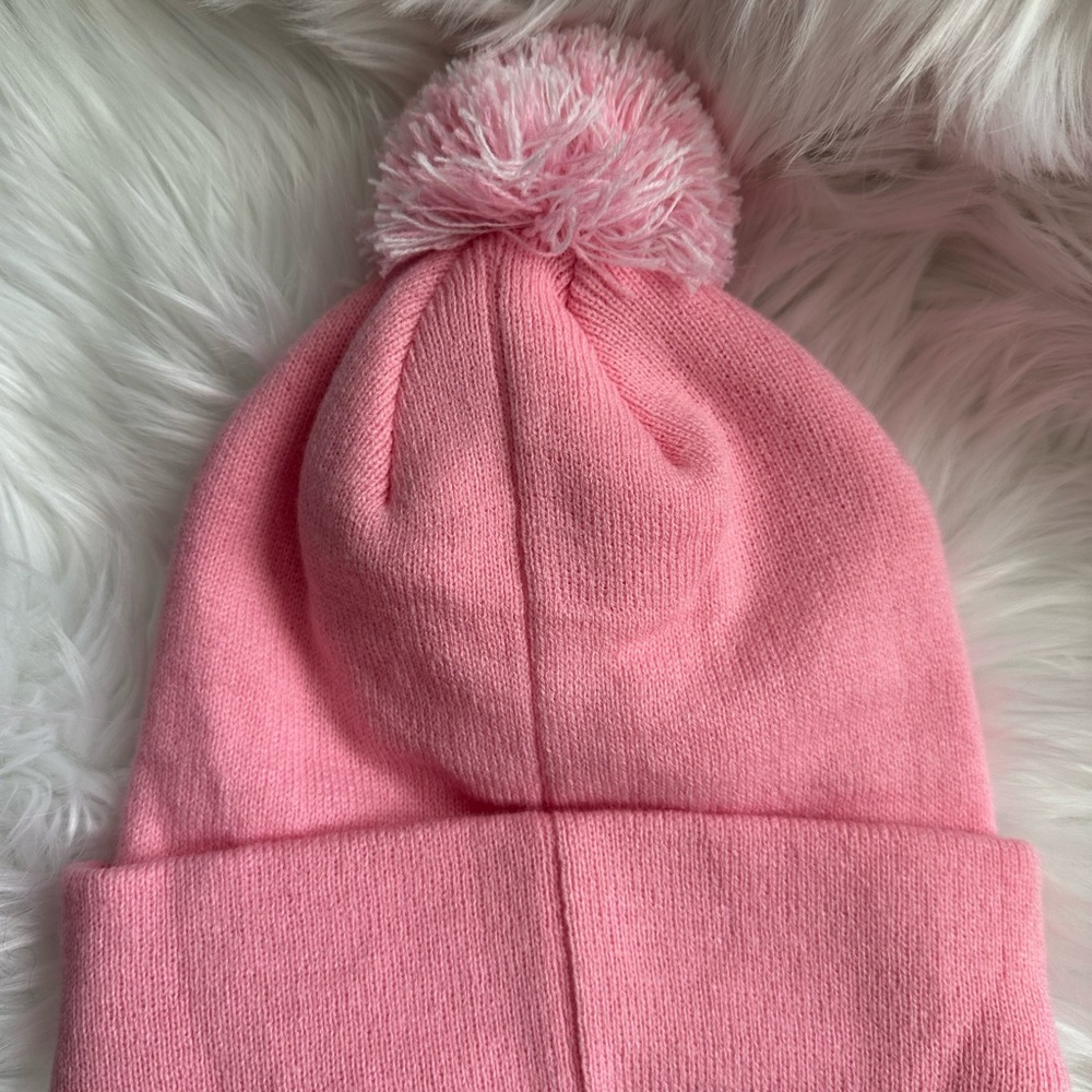 EUC Nike Pink Beanie with Pom-Pom - Picture 2 of 5